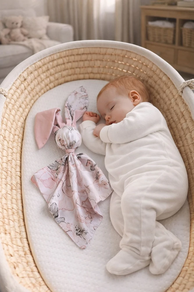 My Sweet Baby Minkštas medvilninis pledas kūdikiui su zuikučio motyvu, sepijos rožės, pastelinė rožinė