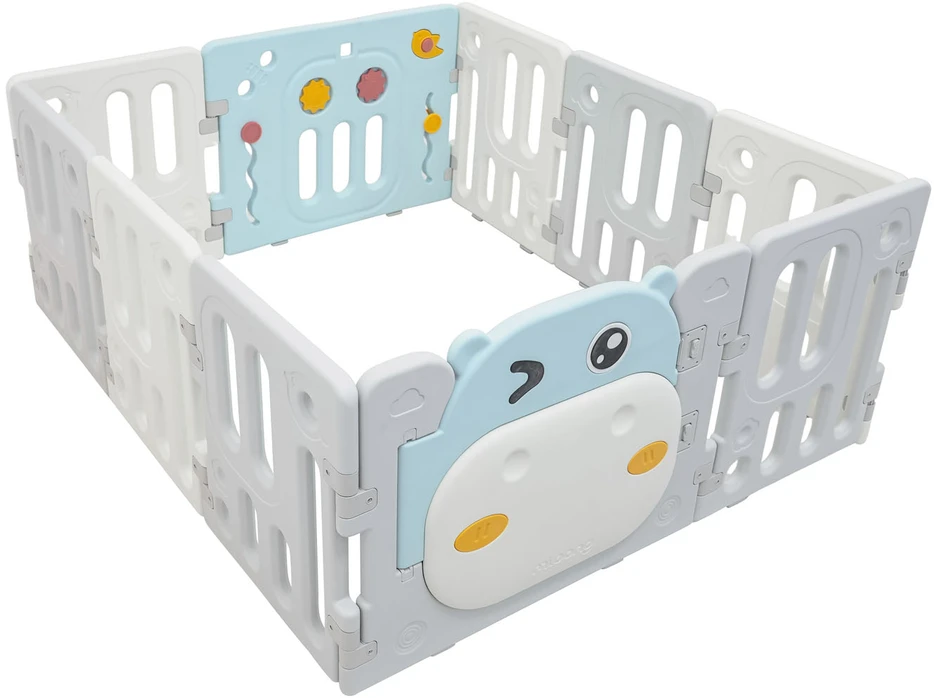 King Kids Modulinis sulankstomas vaikų žaidimų aptvaras su manipuliaciniais elementais, nuo 6 mėn., mėlynas
