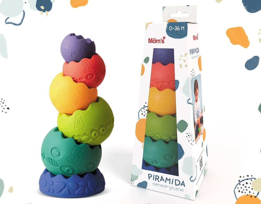 Mom's Care Švelni jutiminė piramidė pastelė 0m+ ZA4489