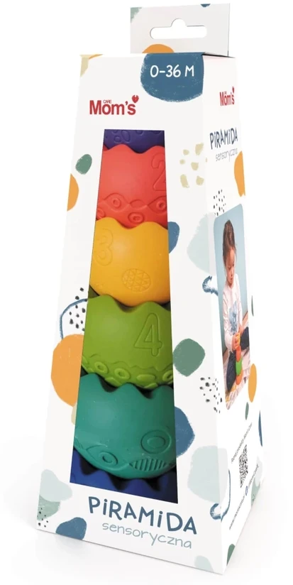 Mom's Care Švelni jutiminė piramidė pastelė 0m+ ZA4489