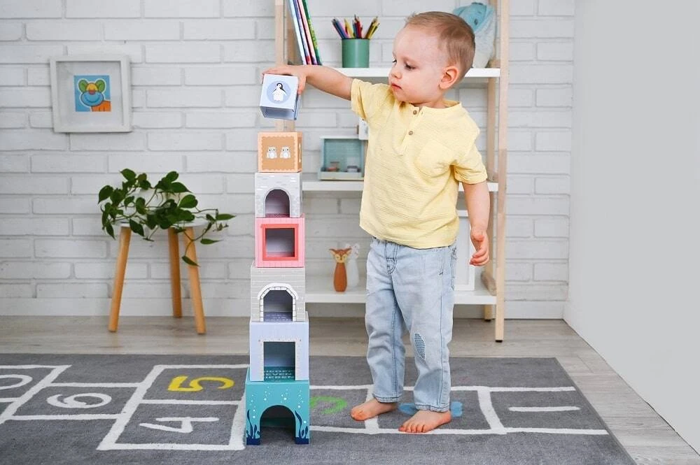 Mom's Care Medinė piramidė su arktykiniais gyvūnėliais, lavinanti vaikams nuo 1 metų, spalvota