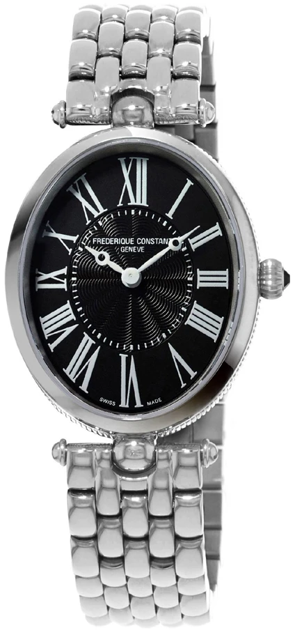 Moteriškas Frederique Constant Classics Art Deco laikrodis juodu ciferblatu