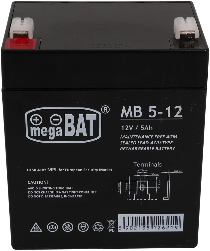 Mpl Power Elektro Megabat 12V 5Ah F1(187) AGM akumuliatorius, 3-5 metai