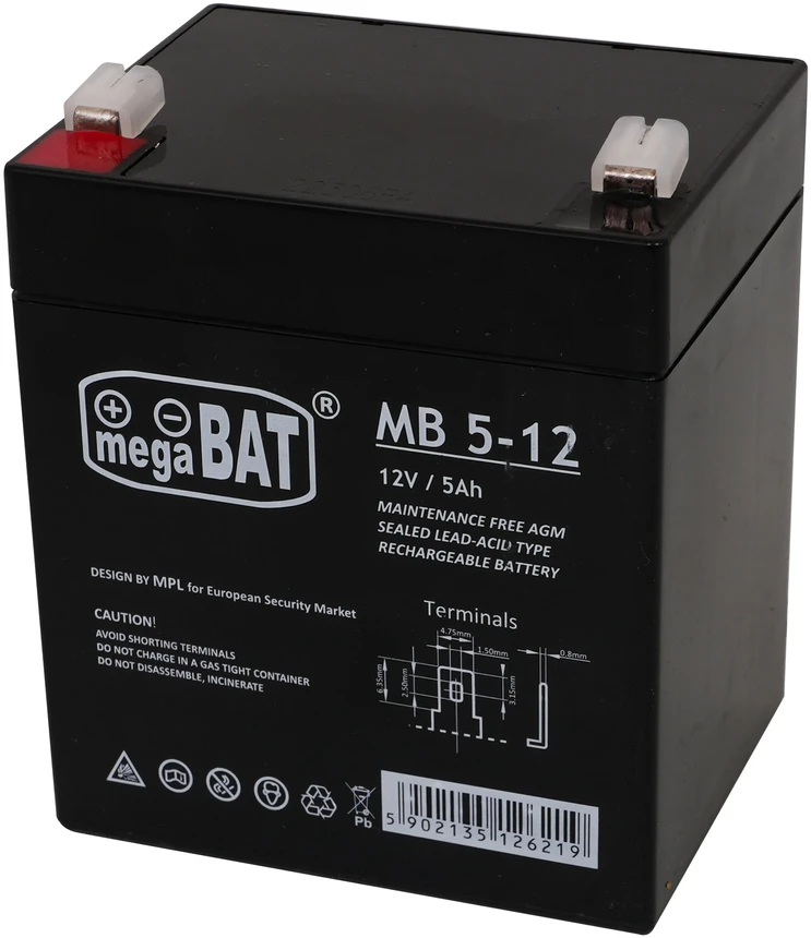 Mpl Power Elektro Megabat 12V 5Ah F1(187) AGM akumuliatorius, 3-5 metai