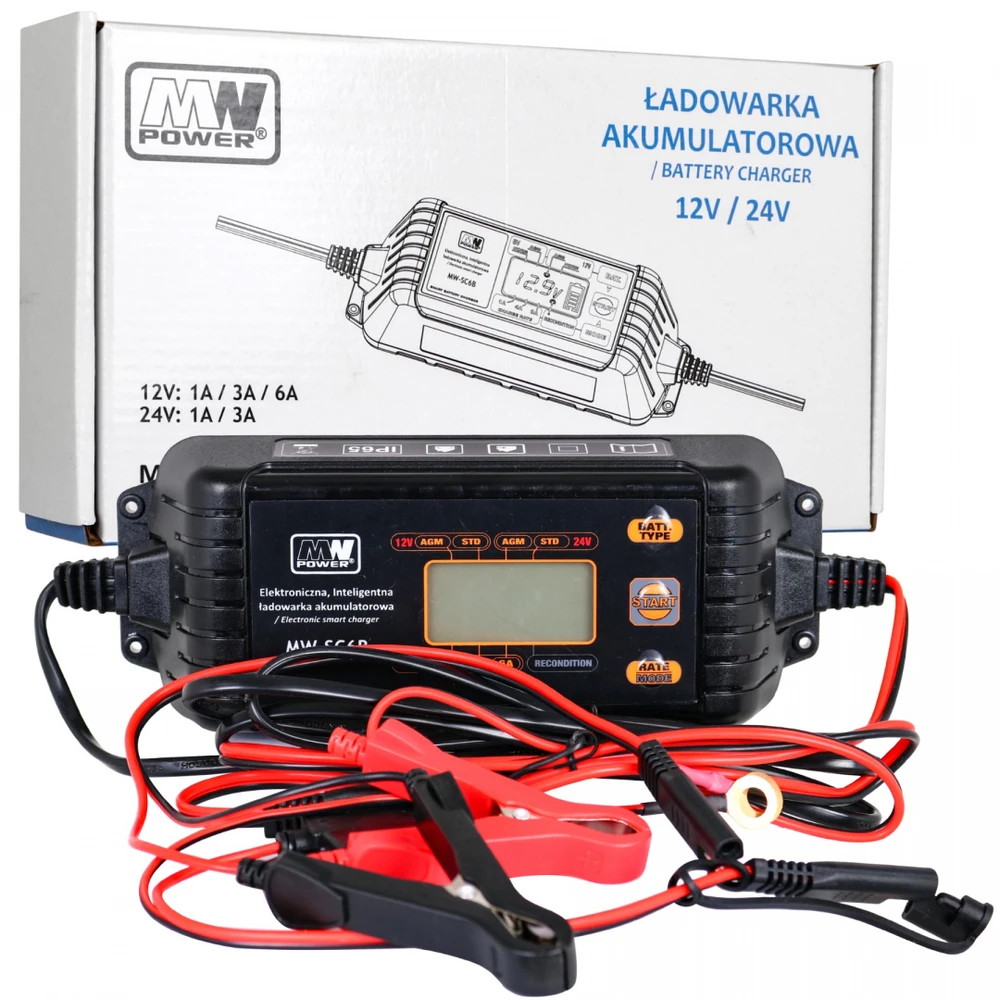 Lean Cars Įkroviklis su LCD ekranu 12V I 24V