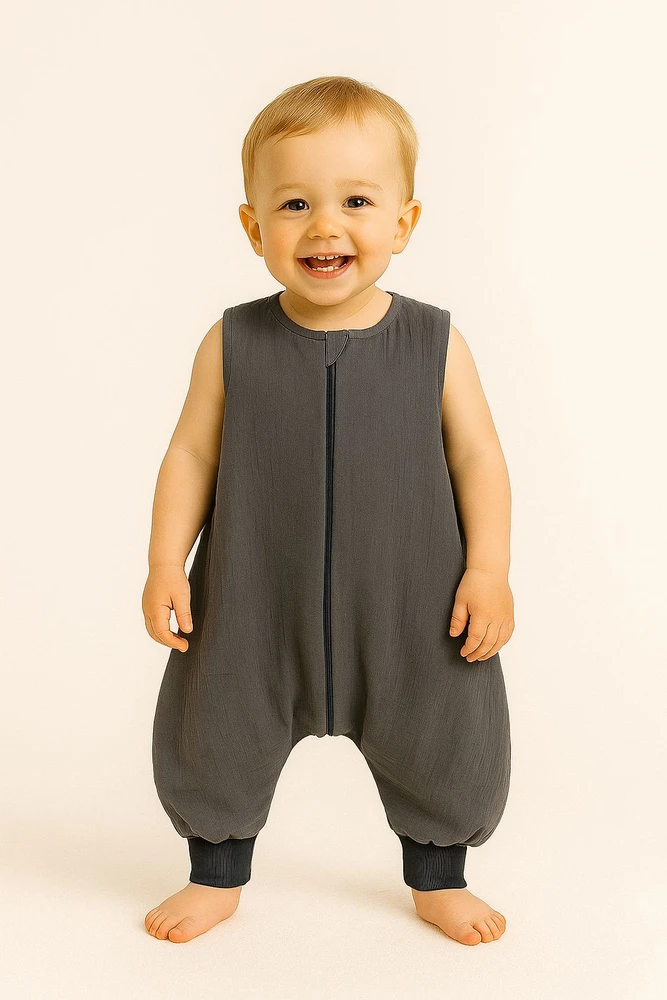 My Sweet Baby Miegmaišis kūdikiui su kojytėmis vasarai, antracito spalvos, muslinas, 2–4 m.