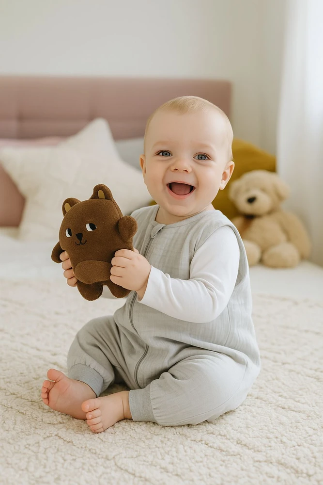 My Sweet Baby Miegmaišis kūdikiui su kojytėmis pilkas vasarai iš muslino TOG 1.0