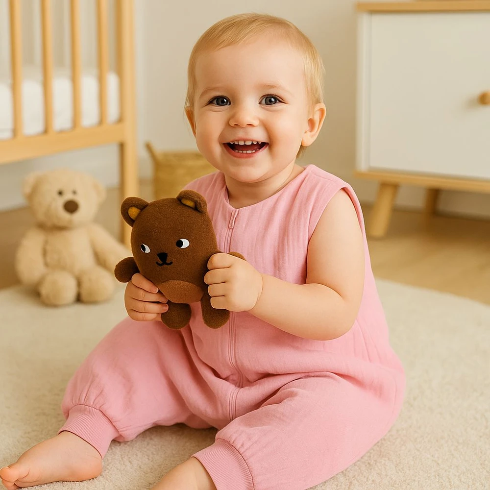 My Sweet Baby Miegmaišis vaikams su kojytėmis vasarai, šviesiai rožinis muslinas TOG 1.0