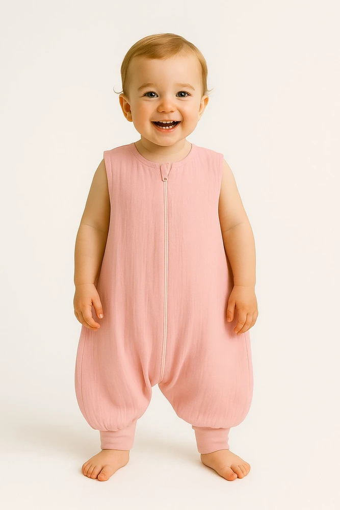 My Sweet Baby Miegmaišis vaikams su kojytėmis vasarai, šviesiai rožinis muslinas TOG 1.0