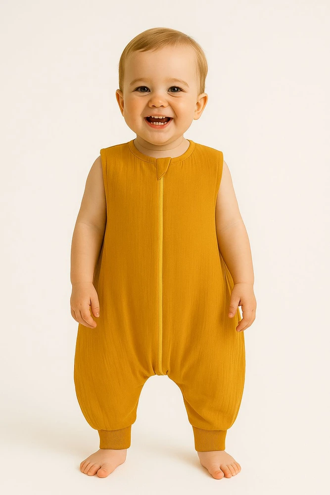 My Sweet Baby Miegmaišis vaikams su kojytėmis vasarai, geltonas muslinas, TOG 1.0