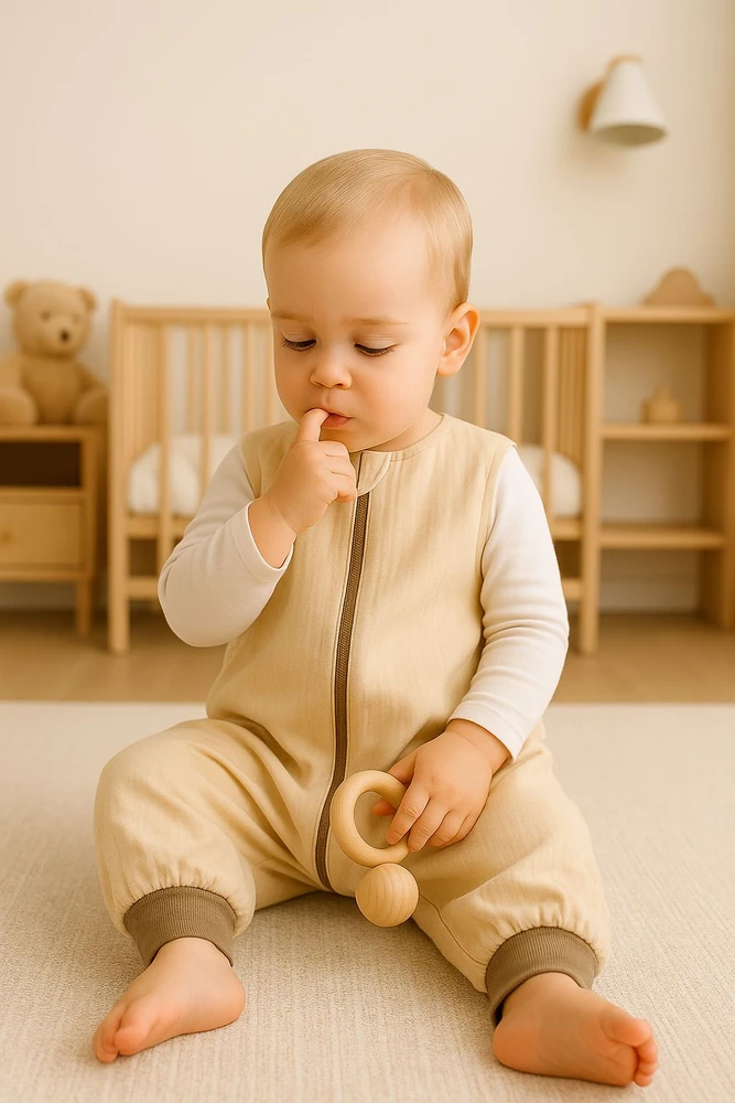 My Sweet Baby Miegmaišis kūdikiui su kojytėmis vasarai, kreminės spalvos muslinas