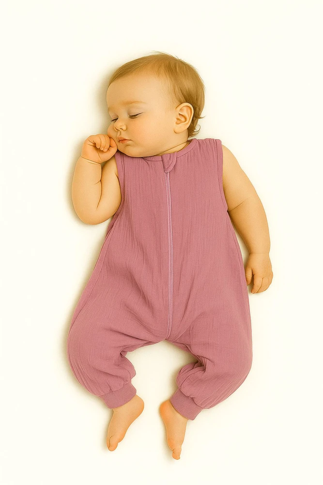 My Sweet Baby Miegmaišis kūdikiui su kojytėmis vasarai, rožinis muslinas, TOG 1.0