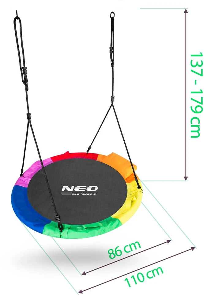 Neo-Sport Swingo XXL Vaikiškos sūpynės, įvairiaspalvės, 110 cm