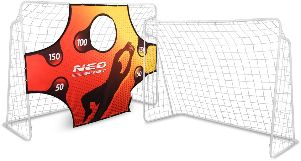 Neo-Sport Futbolo vartai 245 x 155 x 80 cm su taikiklio kilimėliu