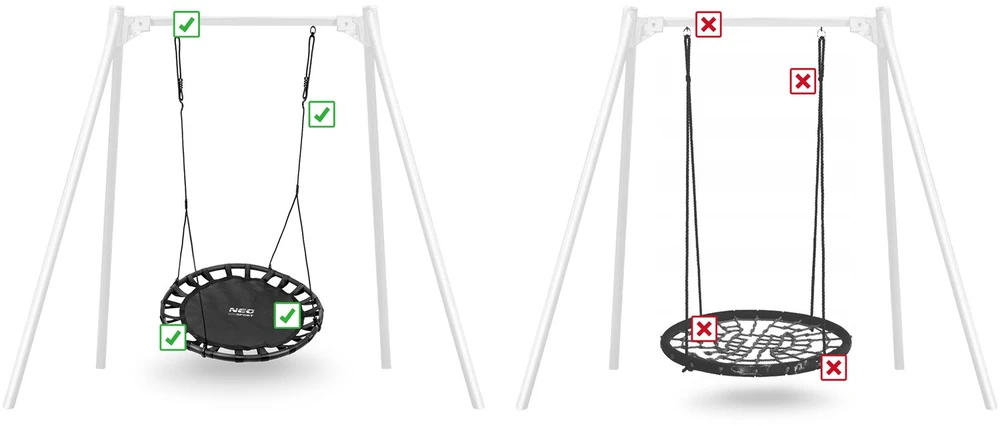 Neo-Sport Sūpynės gandro lizdui SWINGO XXL 120 cm juodos