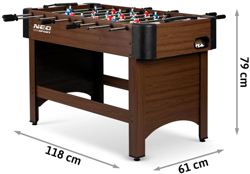 Neo-Sport stalo futbolo stalas 118 x 61 x 79 cm NS-804, tamsiai rudas