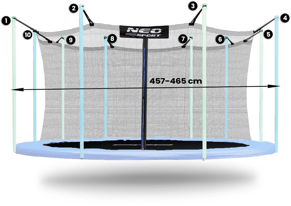 Neo-Sport Neosport vidinis tinklas 465 cm (15 pėdų), 10 skylių