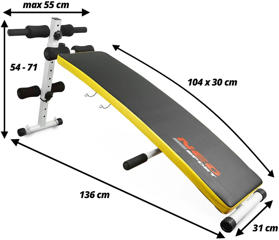 Nuožulnus suoliukas pratimams su espanderiais ir hanteliais Neo-Sport NS-07