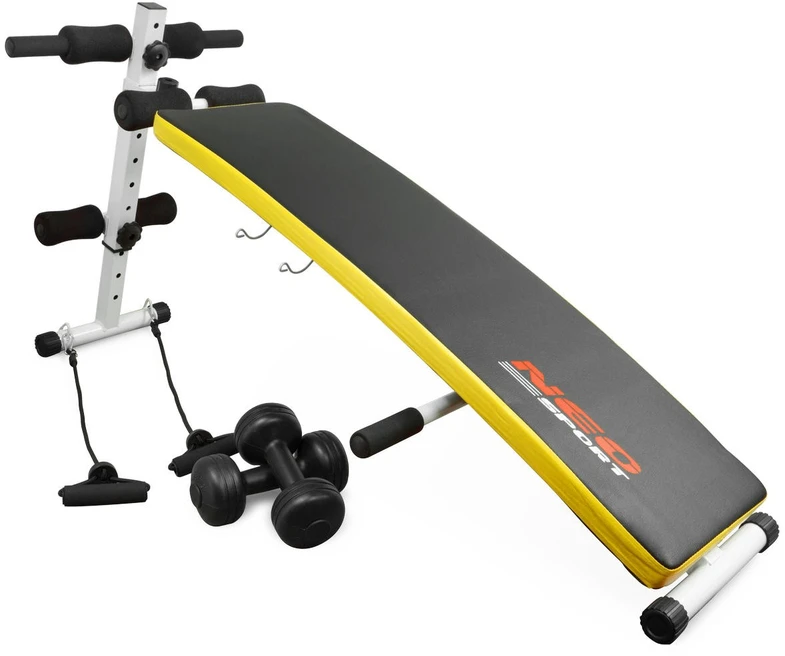 Nuožulnus suoliukas pratimams su espanderiais ir hanteliais Neo-Sport NS-07