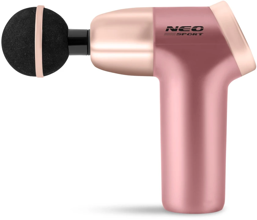 Neo-Sport NS-500 masažo pistoletas kūnui rožinis su 8 antgaliais
