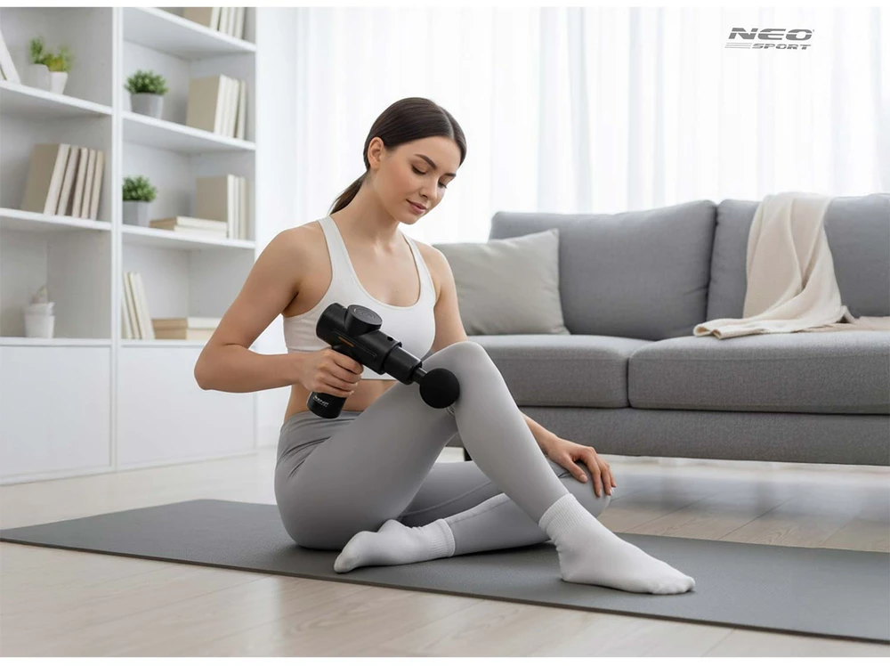 Neo-Sport NS-504 juodas kūno masažuoklis su 6 antgaliais