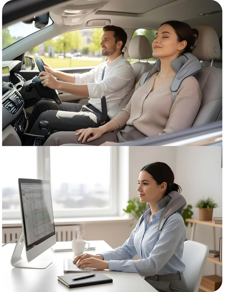 Neo-Sport NS-505 bevielis shiatsu masažuoklis nugarai, kaklui ir sprandui, 3 režimai, šildymas