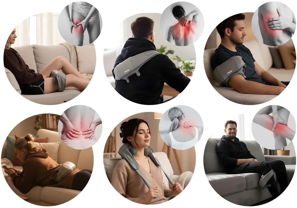 Neo-Sport NS-505 bevielis shiatsu masažuoklis nugarai, kaklui ir sprandui, 3 režimai, šildymas