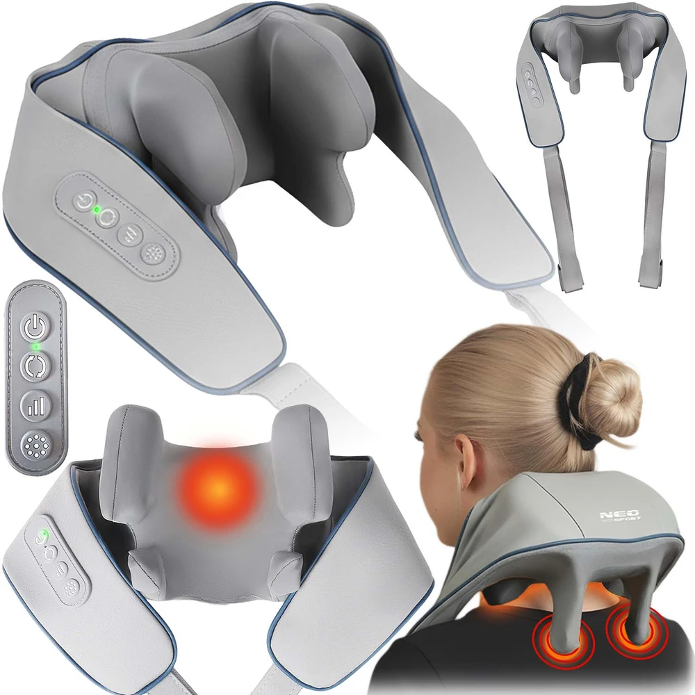 Neo-Sport NS-505 bevielis shiatsu masažuoklis nugarai, kaklui ir sprandui, 3 režimai, šildymas