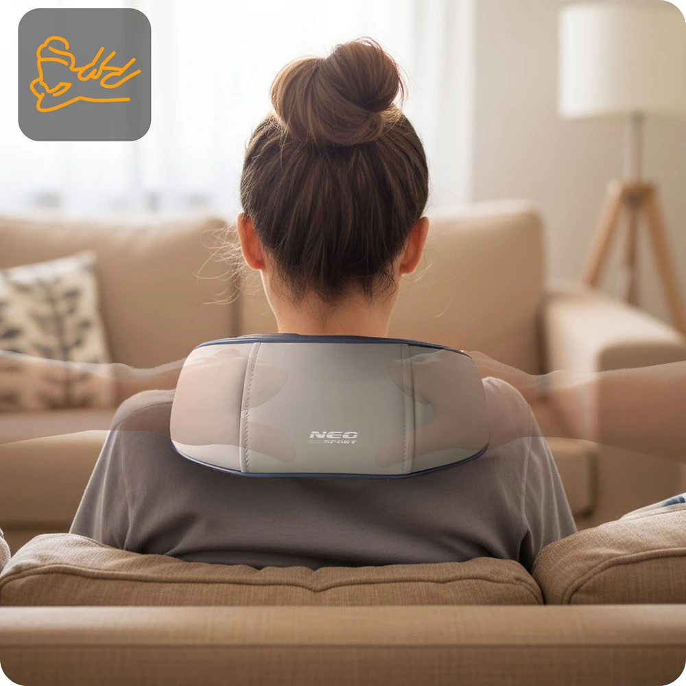 Neo-Sport NS-505 bevielis shiatsu masažuoklis nugarai, kaklui ir sprandui, 3 režimai, šildymas
