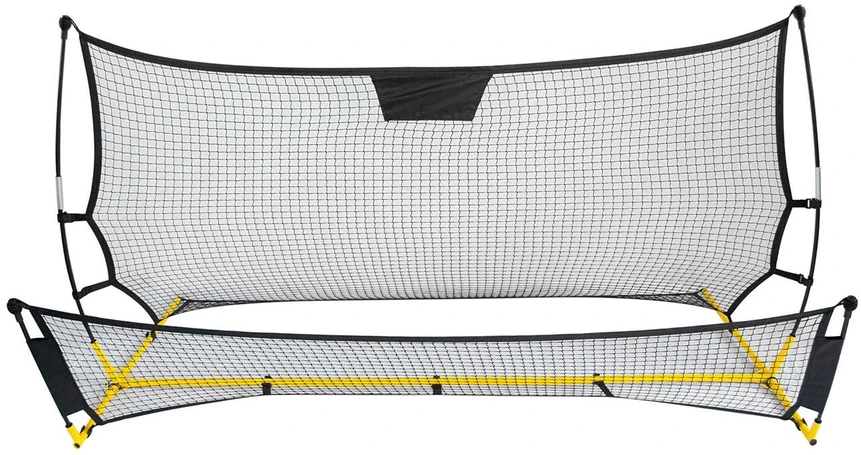 Neo-Sport Futbolo atmušėjo tinklas, 210 x 120 x 35 cm, treniruočių atmušėjas futbolui, atmušėjo tinklas futbolo treniruotėms, dvipusis atmušėjas, nešiojamas futbolo atmušėjas