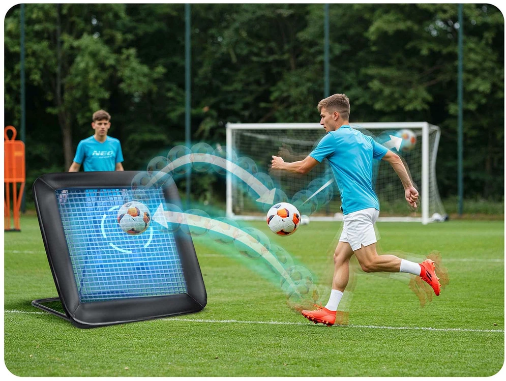 Neo-Sport Futbolo atmušėjo tinklas, treniruočių vartai futbolui, 122 x 120 cm, nešiojama futbolo treniruočių įranga, futbolo treniruočių pagalbinė priemonė