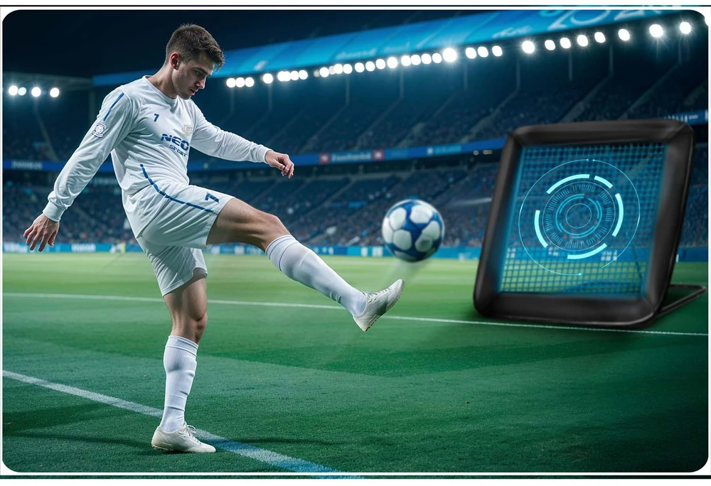 Neo-Sport Futbolo atmušėjo tinklas, treniruočių vartai futbolui, 122 x 120 cm, nešiojama futbolo treniruočių įranga, futbolo treniruočių pagalbinė priemonė