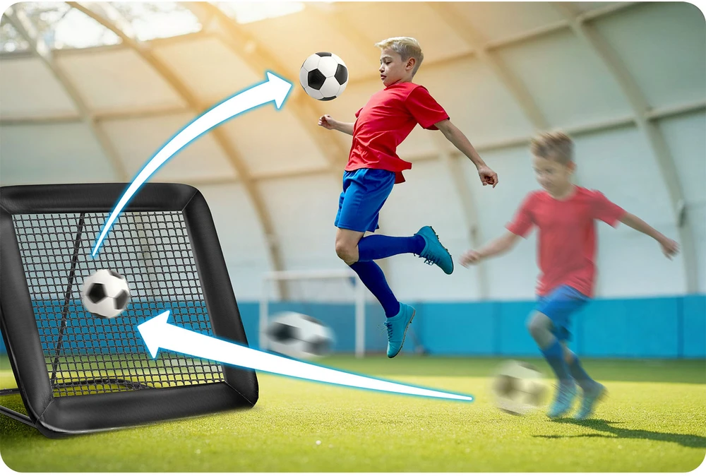 Neo-Sport Futbolo atmušėjo tinklas, treniruočių vartai futbolui, 122 x 120 cm, nešiojama futbolo treniruočių įranga, futbolo treniruočių pagalbinė priemonė