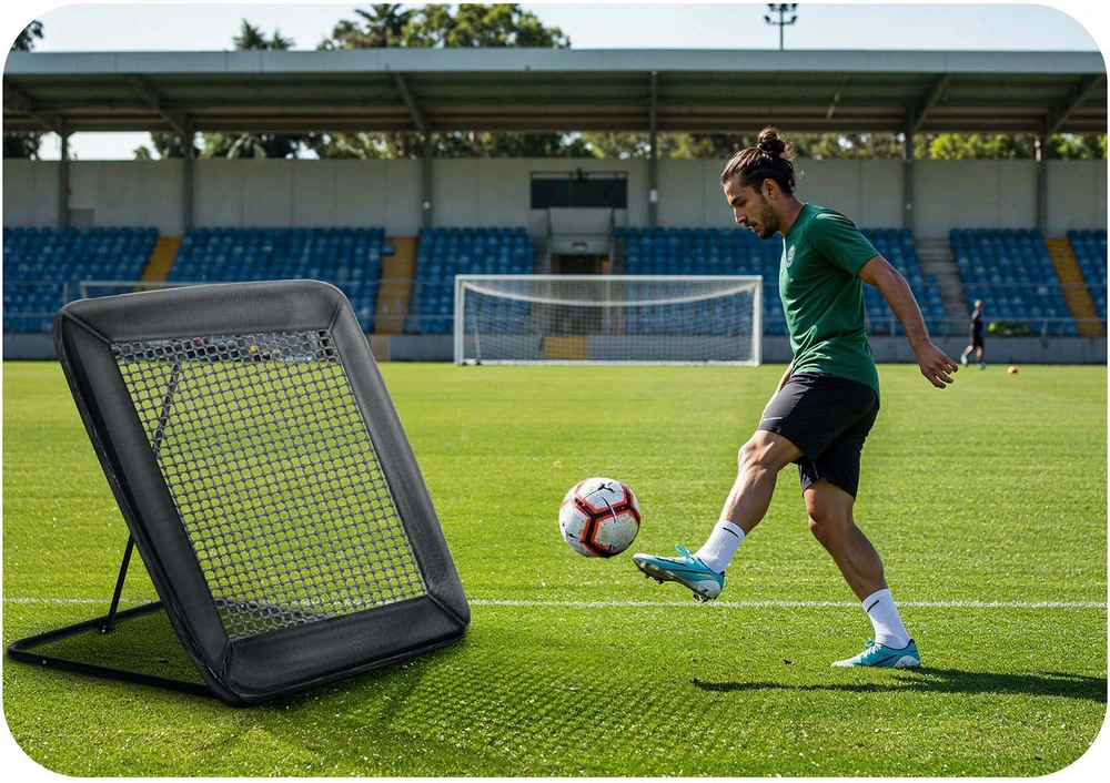 Neo-Sport Futbolo atmušėjo tinklas, treniruočių vartai futbolui, 122 x 120 cm, nešiojama futbolo treniruočių įranga, futbolo treniruočių pagalbinė priemonė
