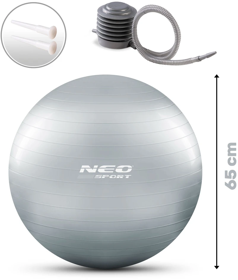 Neo-Sport Mankštos kamuolys 65 cm NS-951 sidabrinis