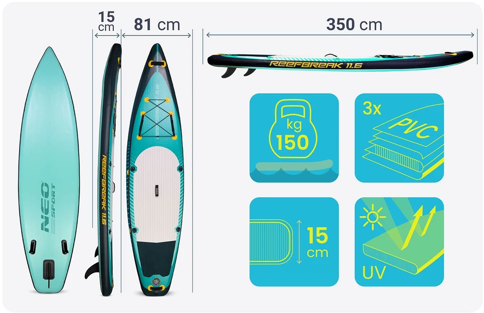 „Neo-Sport“ irklentės lenta „Reefbreak“ 350 x 81 x 15 cm 170313