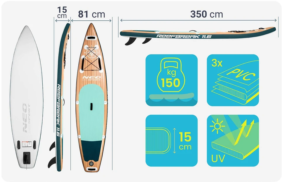 „Neo-Sport“ irklentės lenta „Reefbreak“ 350 x 81 x 15 cm 170314