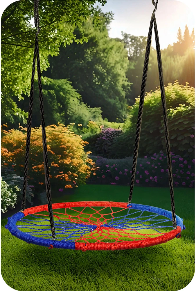 Neo-Sport Sūpynės lizdo formos SWINGO 95 cm mėlynos ir raudonos spalvos