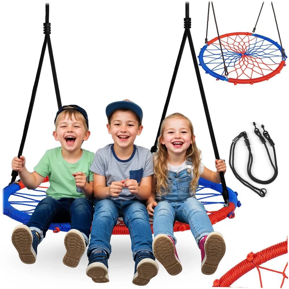 Neo-Sport Sūpynės lizdo formos SWINGO 95 cm mėlynos ir raudonos spalvos