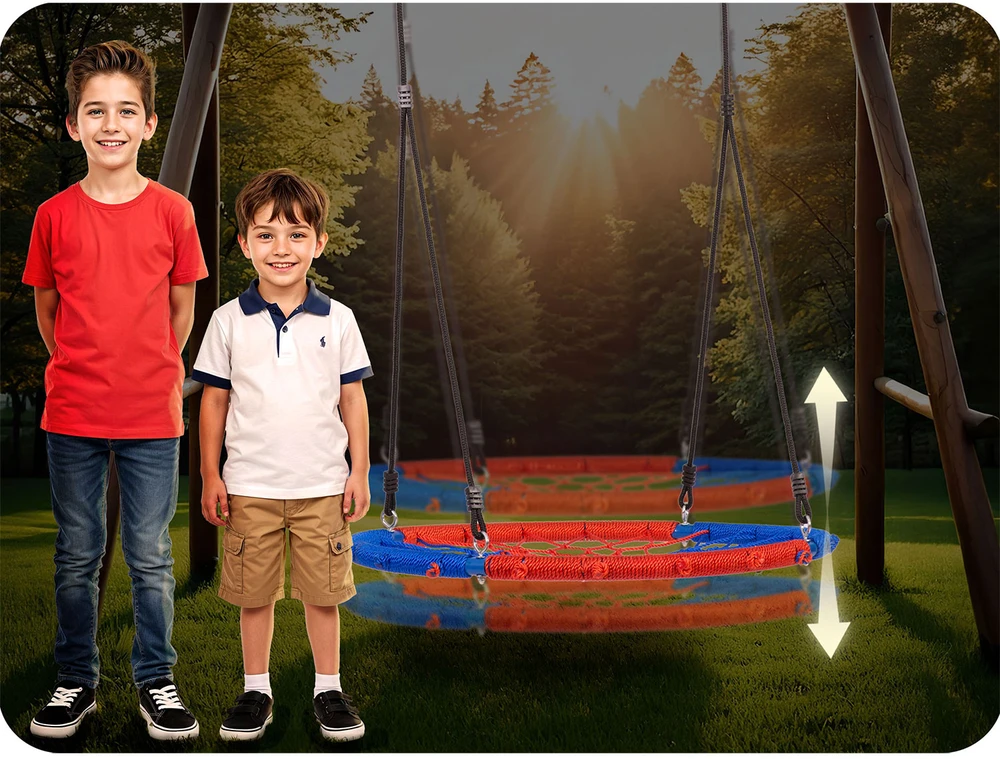 Neo-Sport Sūpynės lizdo formos SWINGO 95 cm mėlynos ir raudonos spalvos