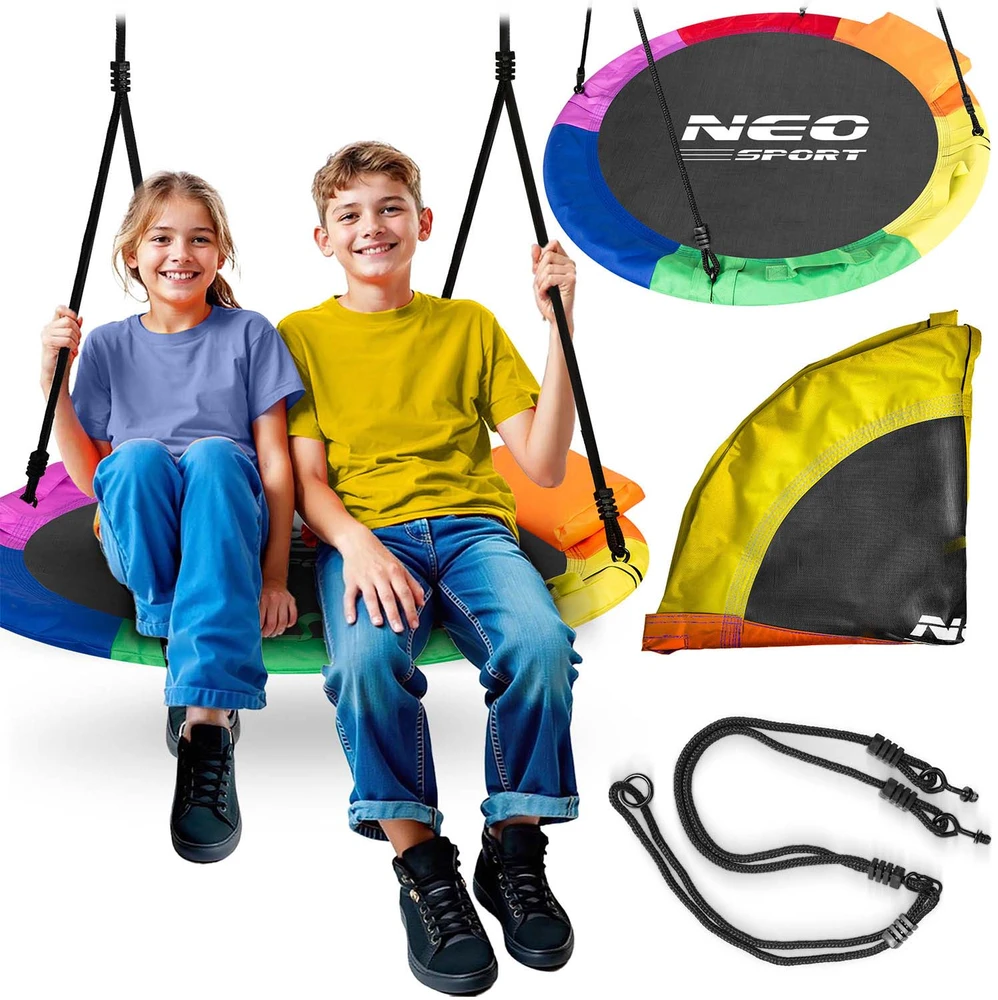 Neo-Sport SPORT Vaikiškos sūpynės su virve ir pagalvėle, Gandro lizdas, 100 cm cm