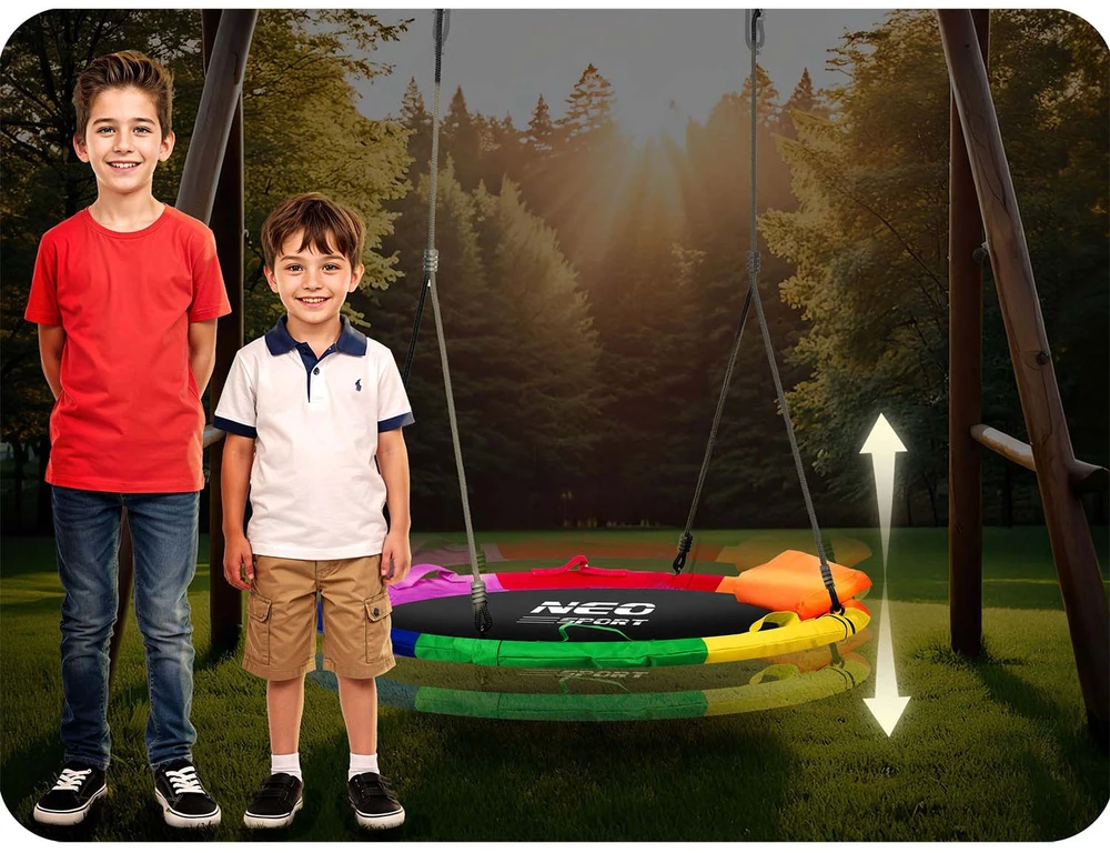Neo-Sport SPORT Vaikiškos sūpynės su virve ir pagalvėle, Gandro lizdas, 100 cm cm