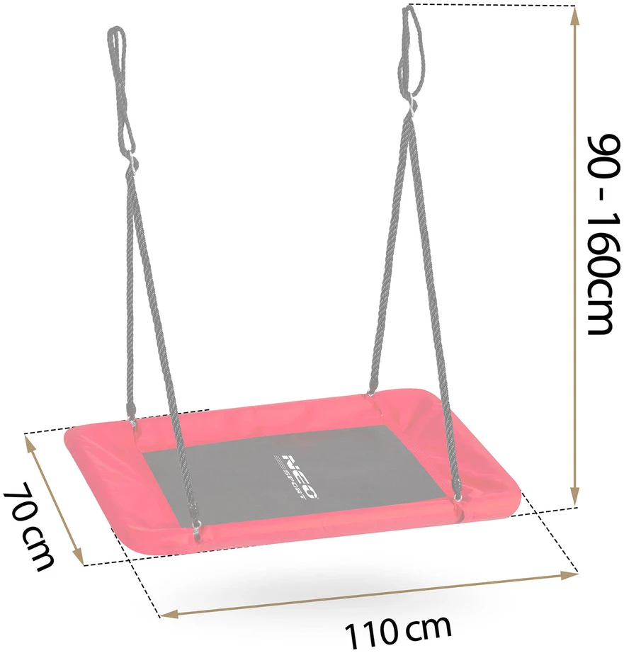 Neo-Sport Swingo 110 x 70 cm stačiakampės lizdo formos sūpynės