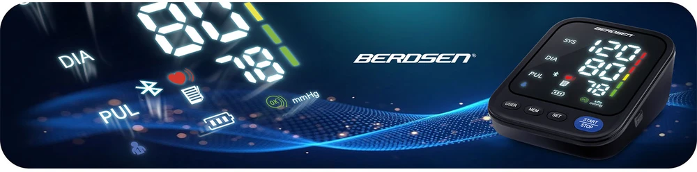 Berdsen BD-123 žasto kraujospūdžio matuoklis su lenkiškais pranešimais ir „Bluetooth“ ryšiu