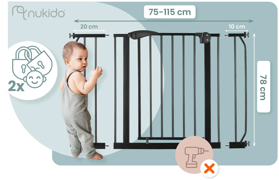 Juodi „Nukido 718300“ apsauginiai varteliai