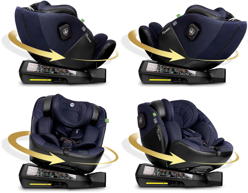 „Nukido Aero Line“ automobilinė kėdutė, juoda/tamsiai mėlyna, 0-36 kg, ISOFIX