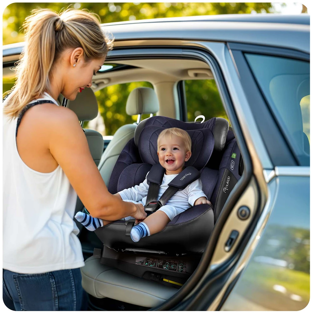 „Nukido Aero Line“ automobilinė kėdutė, juoda/tamsiai mėlyna, 0-36 kg, ISOFIX