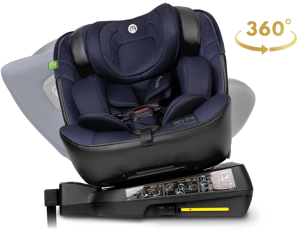 „Nukido Aero Line“ automobilinė kėdutė, juoda/tamsiai mėlyna, 0-36 kg, ISOFIX