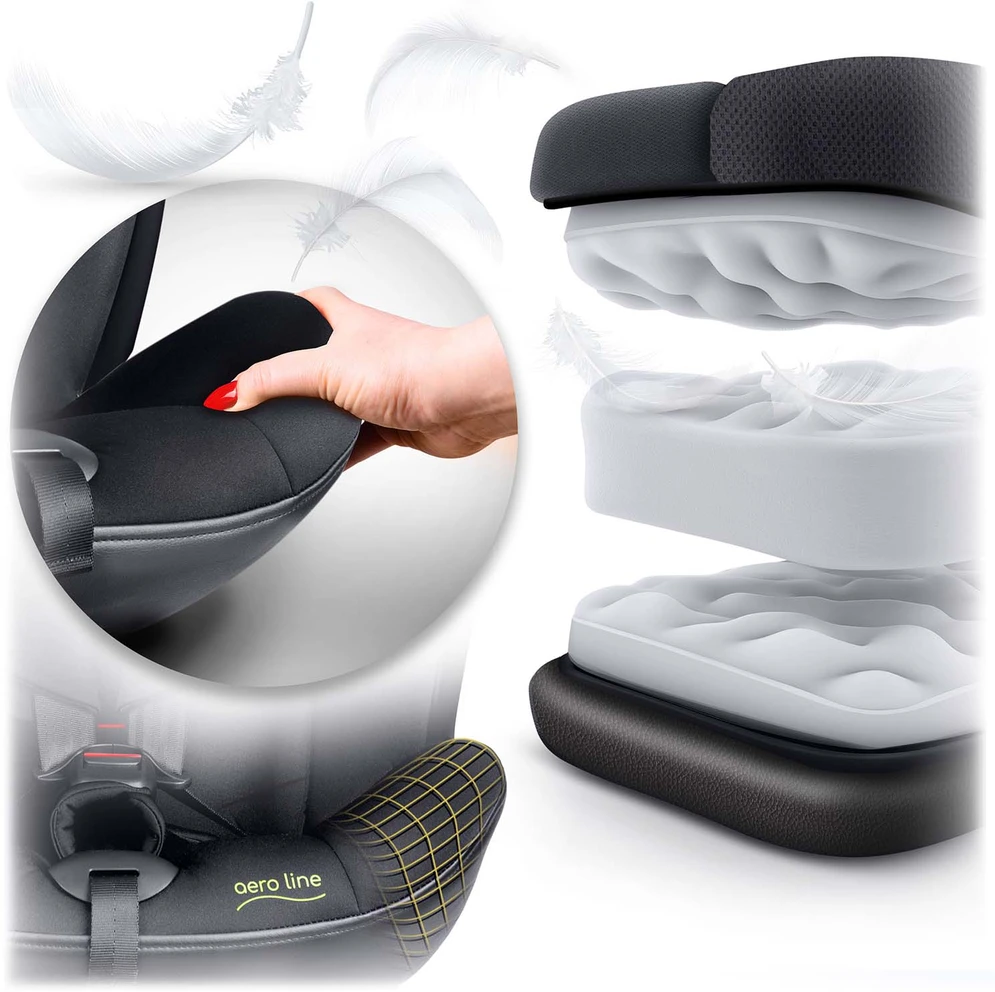Nukido Aero Line autokėdutė juoda 0-36kg ISOFIX