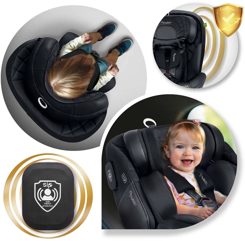 Nukido Aero Line autokėdutė juoda 0-36kg ISOFIX